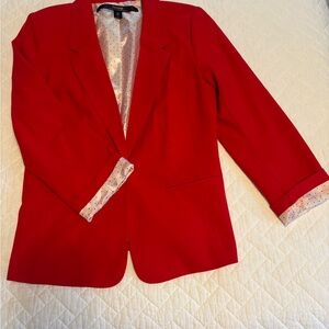 Kensie Red Blazer with Polka Dot Lining